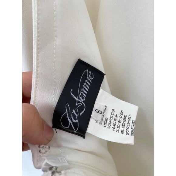 La Femme Simple Strapless Prom Dress With Double Strap Back Dresses White 6 - Picture 5 of 6